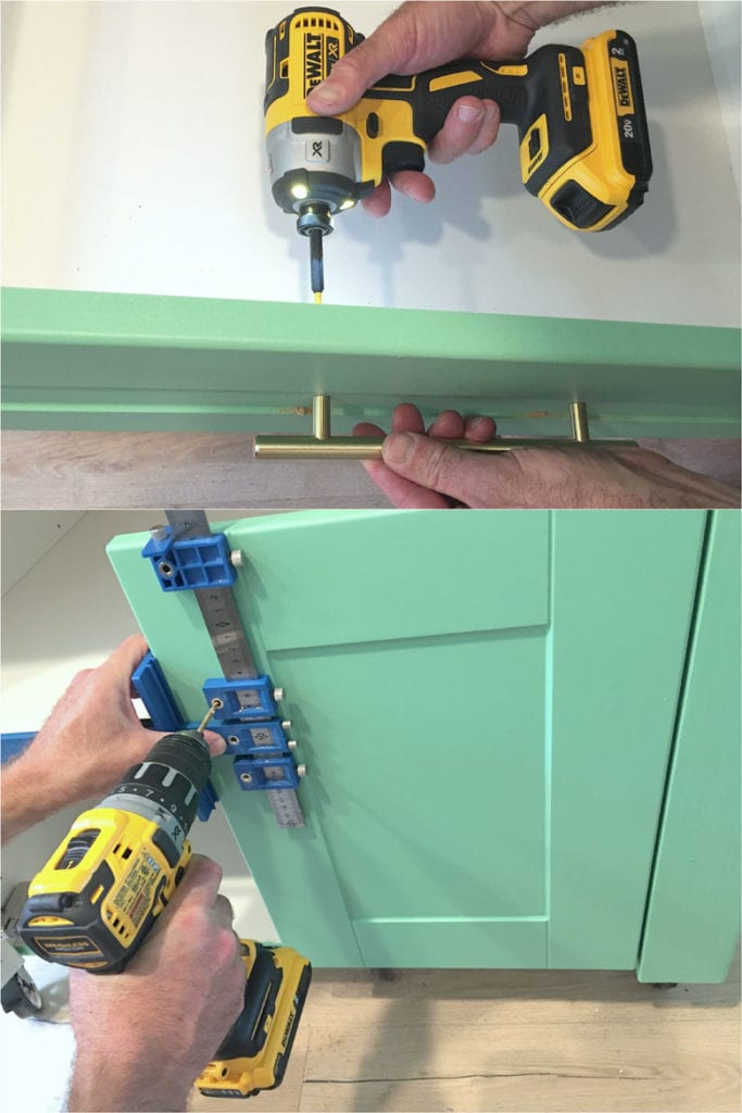 install hardware on cabinet, using jig