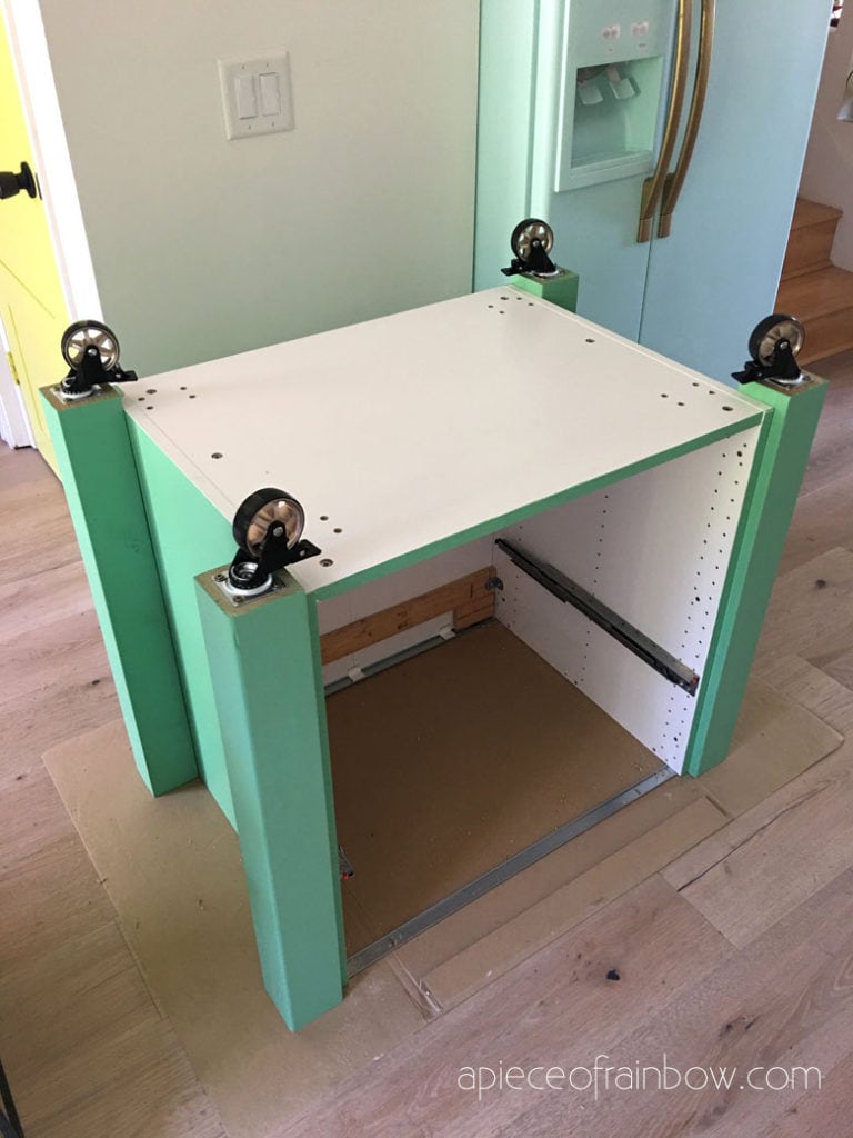 add wheels to DIY kitchen island