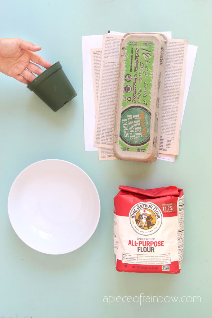 Materials to make paper mache clay pedestal bowl