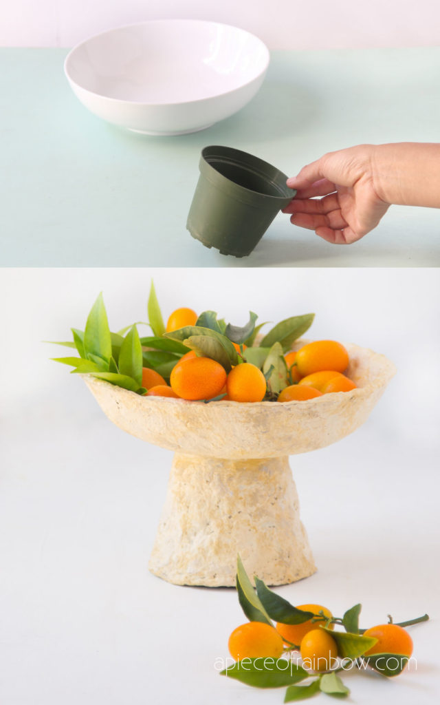make a vintage French limestone pedestal bowl with paper clay