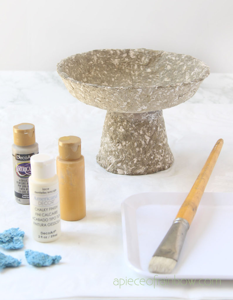 make pedestal bowl with paper mache clay
