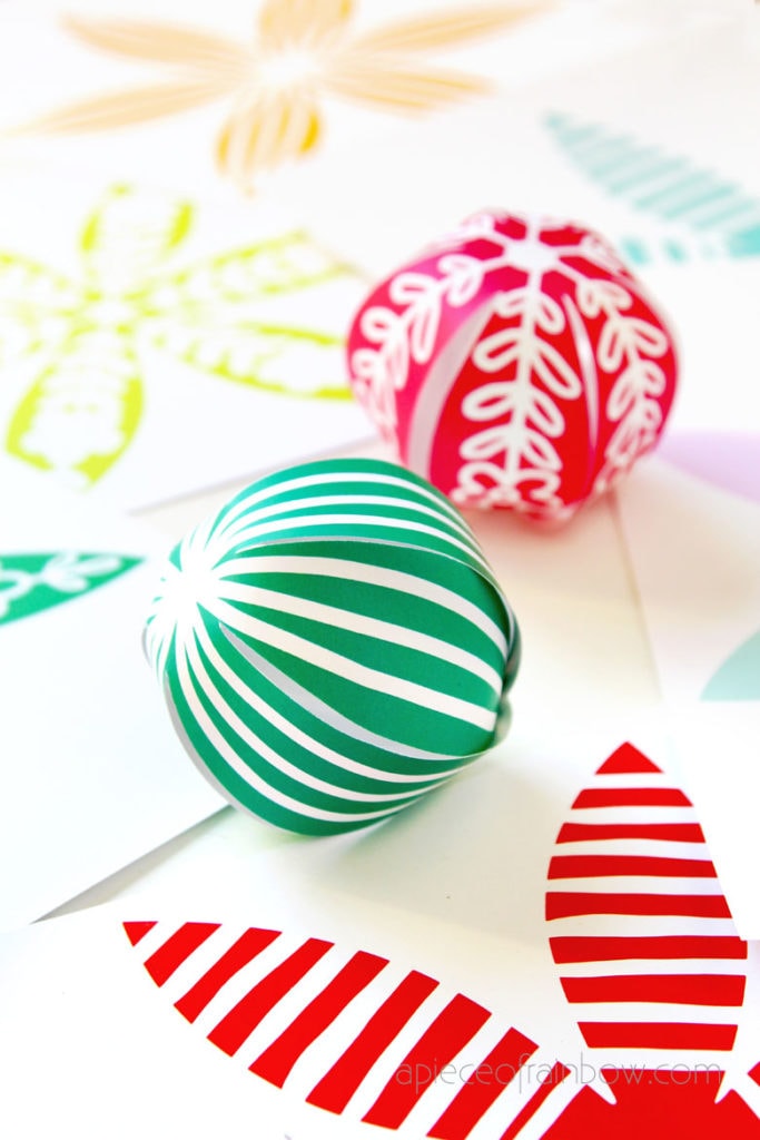 easy craft ideas: modern farmhouse colorful Christmas ornaments made with paper