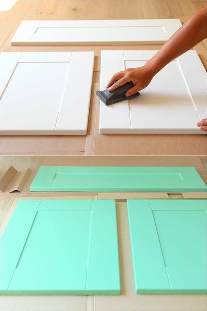 sanding before painting kitchen cabinets  