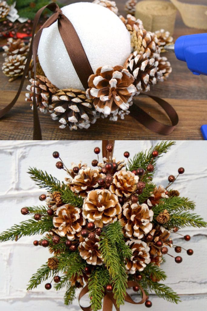 DIY pine cone kissing ball