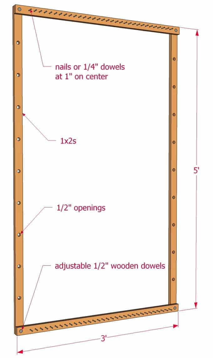 DIY loom plan for weaving rugs and wall hangings