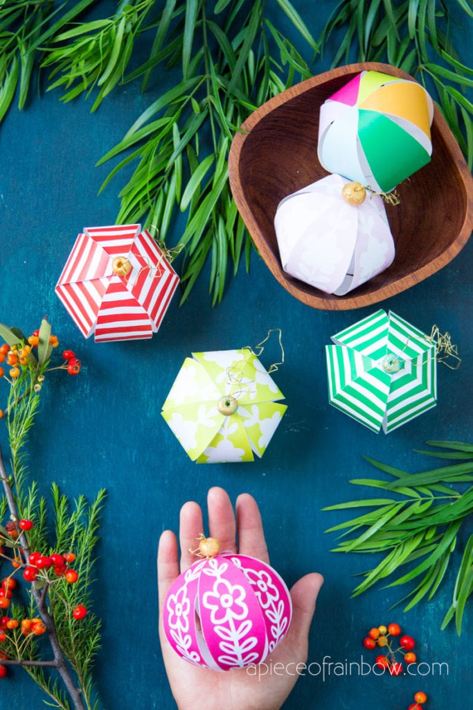 boho Anthropologie style beautiful DIY paper Christmas ornaments 