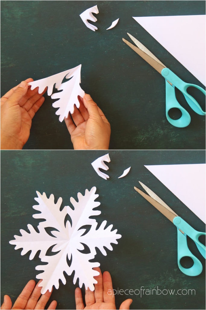 easy paper crafts for kids & family: how to make a paper snowflake with scissors and paper for winter and Christmas decorations!