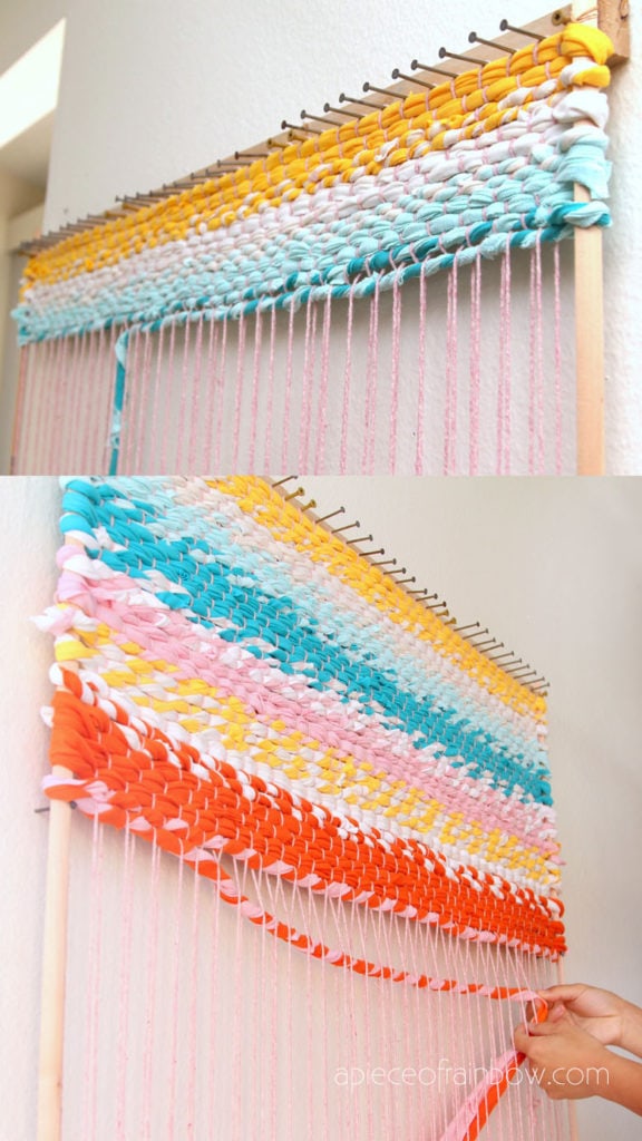 DIY rug with colorful fabric