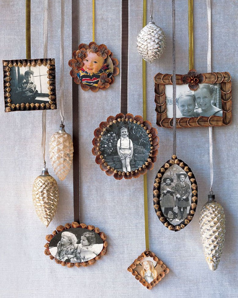 DIY pine cone photo frames: beautiful DIY ornaments & gift 