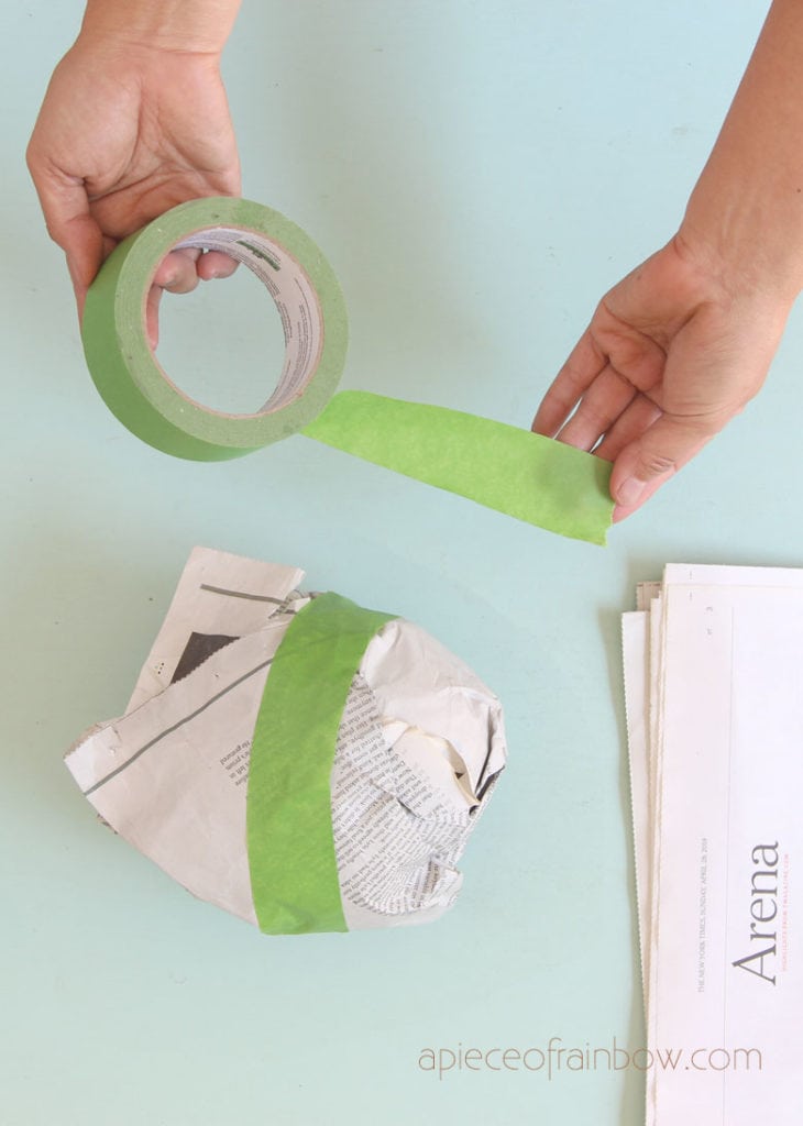 Tape around the paper ball