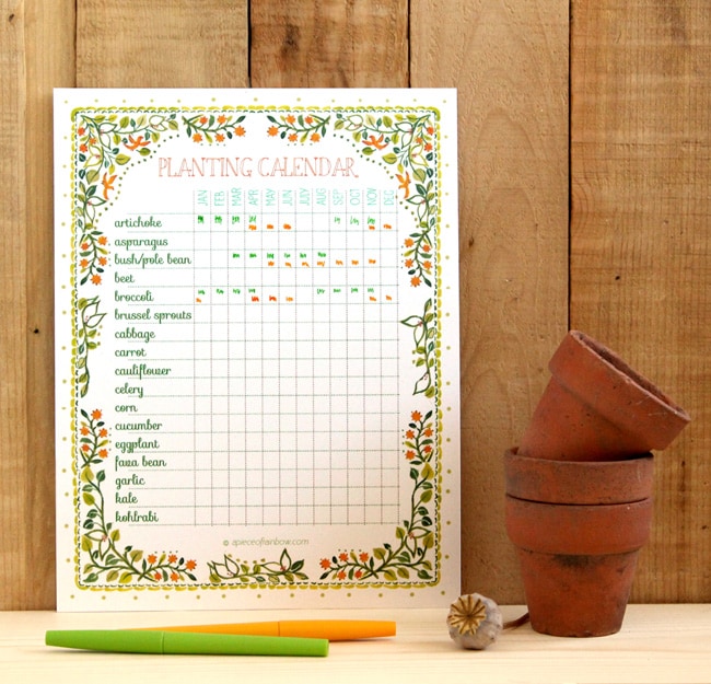 A set of beautiful and free printable planting calendar that you can customize