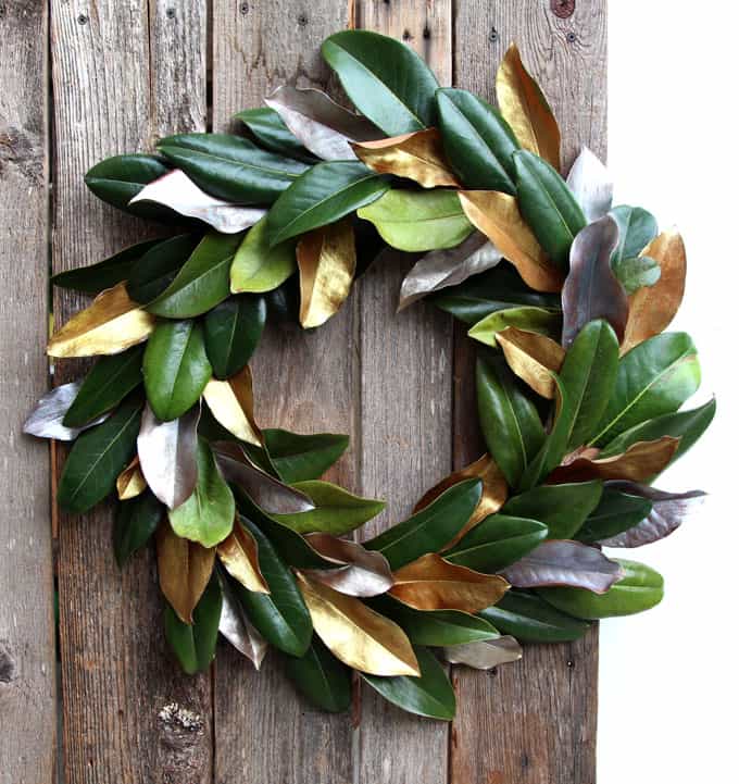 boho style DIY fresh magnolia wreath great for weddings, Christmas, and everyday decorations