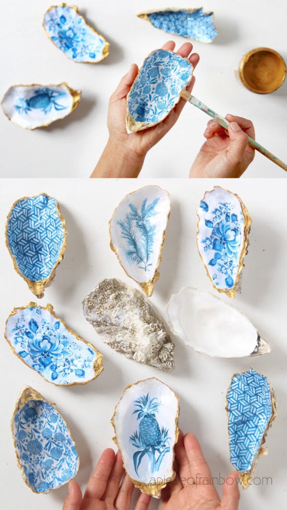 how to make oyster shell craft  for coastal beach house decor