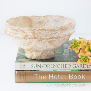 Make vintage paper mache bowls from easy DIY paper clay! Beautiful handmade crafts, great for primitive, boho, farmhouse & modern home decor!