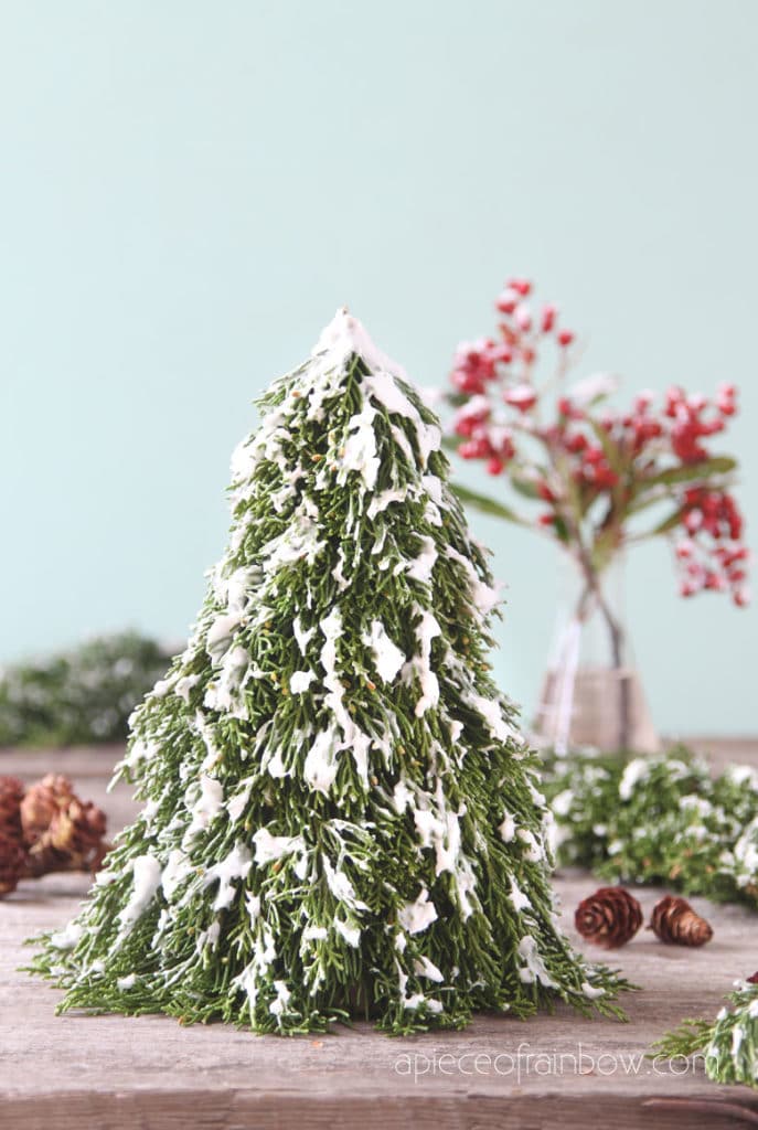 DIY tabletop snowy Christmas tree