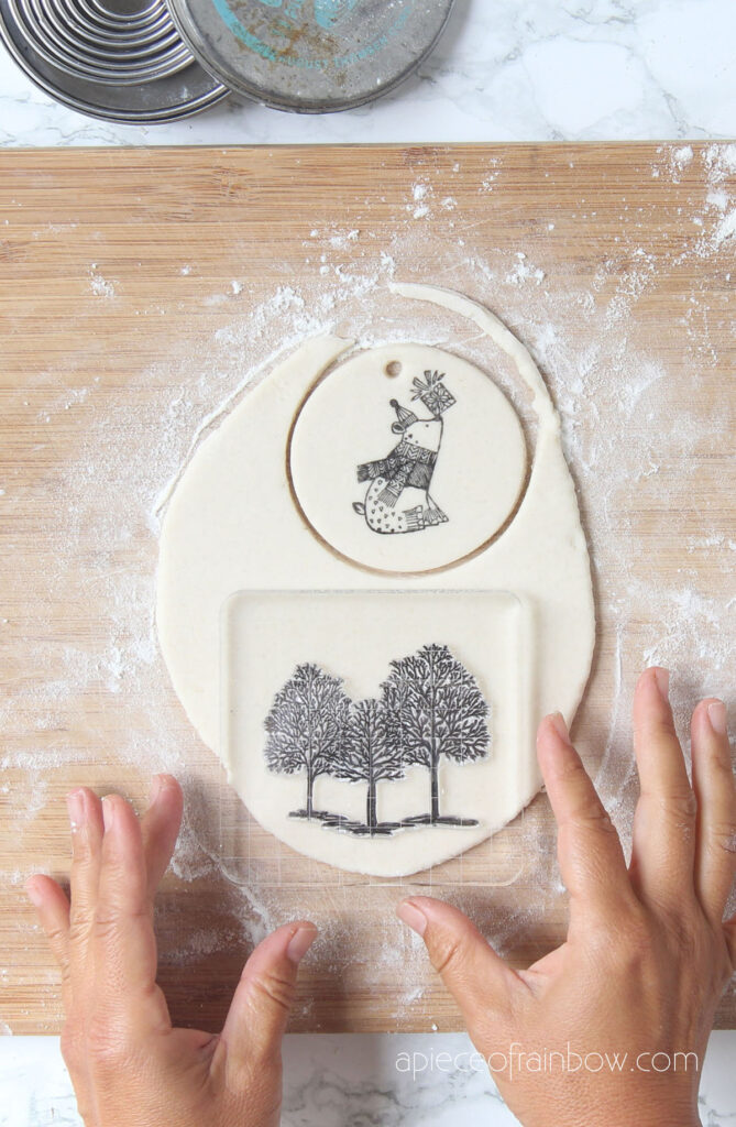 press the stamp onto the salt dough