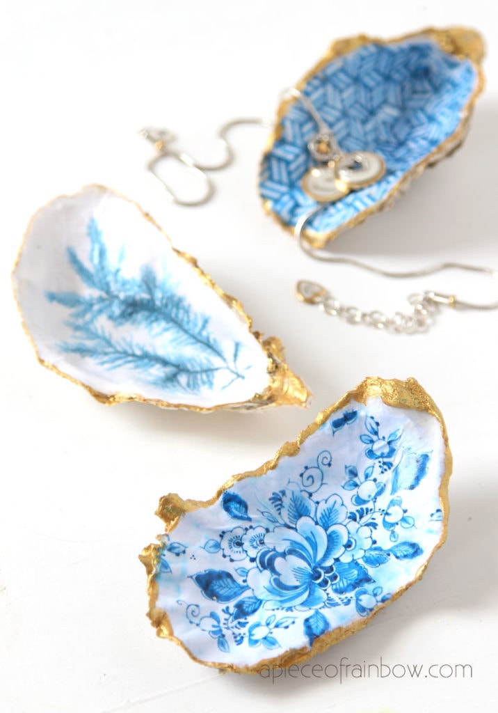 DIY Anthropologie style oyster shell  jewelry dish & ring holder gift idea