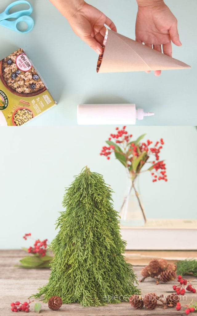 DIY tabletop Christmas tree farmhouse decorations and easy crafts for kid 