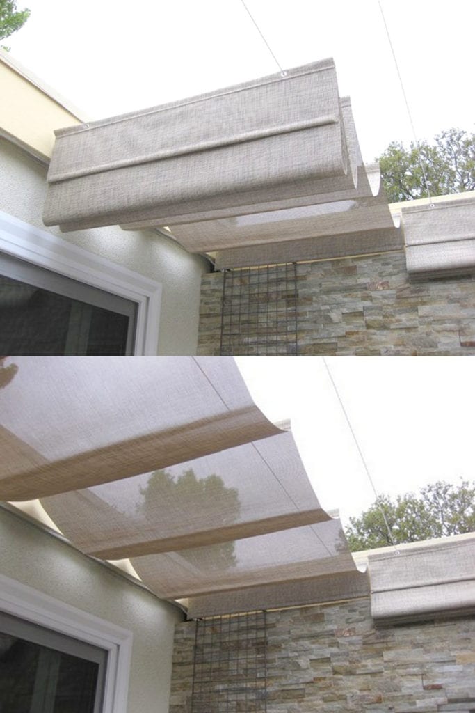 cables with retractable canopy fabric patio shade structures 
