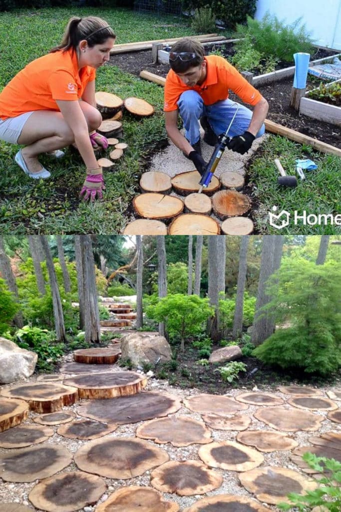 Wood Logs as Garden Walkways  