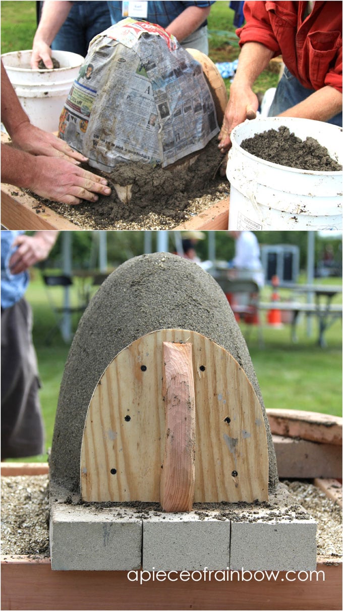 wet newspaper covering cob oven