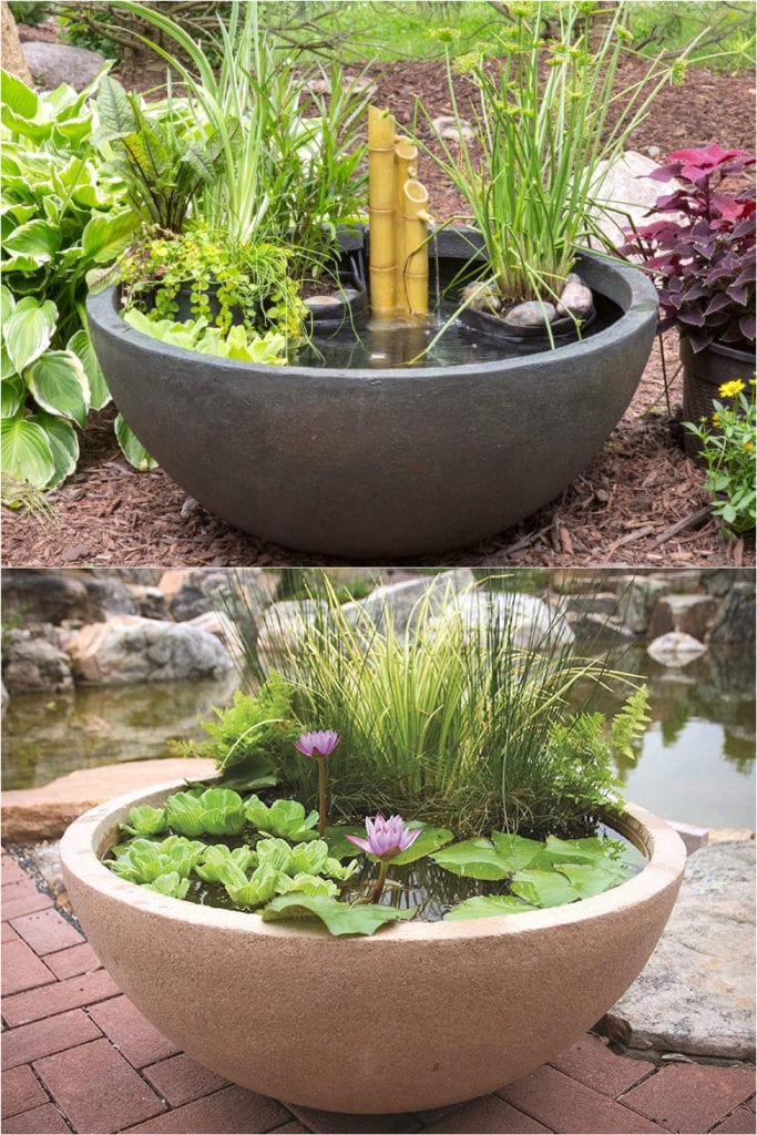  easy patio pond & water feature kits with bowl or pot fountain