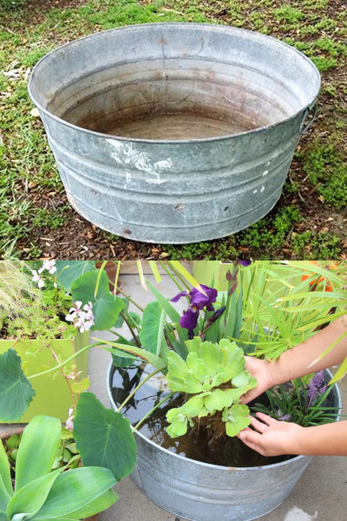 easiest DIY pond from a galvanized tub and a solar pump