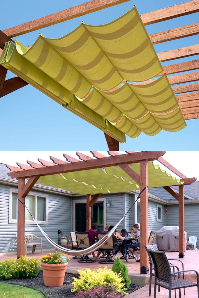 pergola with fabric shade cover