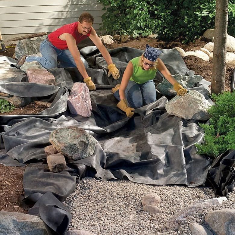 DIY garden pond with stream