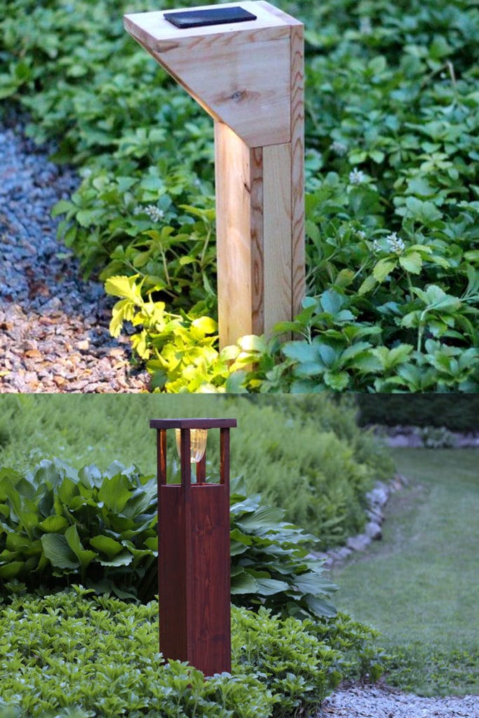 DIY wood bollard solar pathway lights  