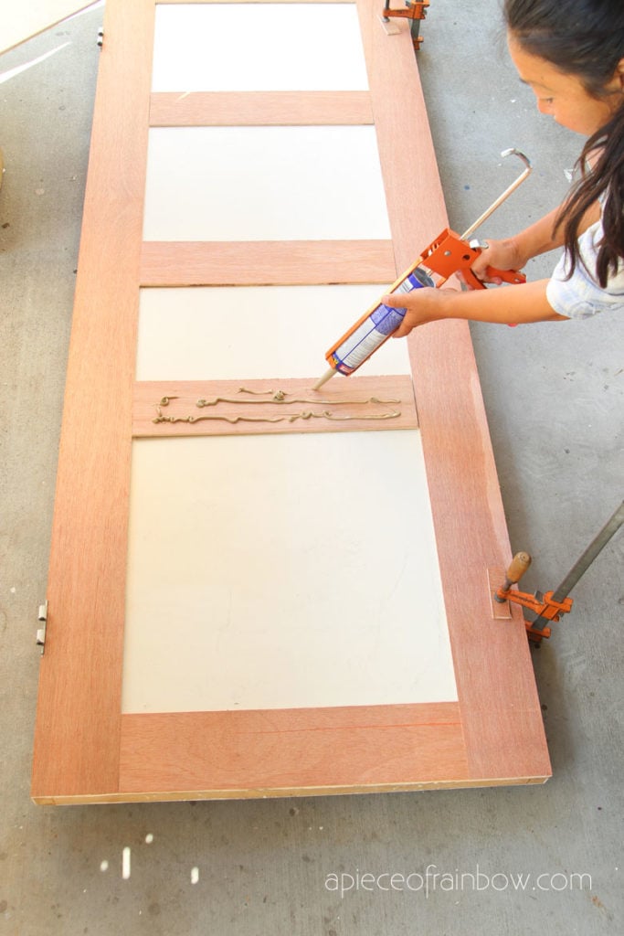 glue plywood design on hollow core door 