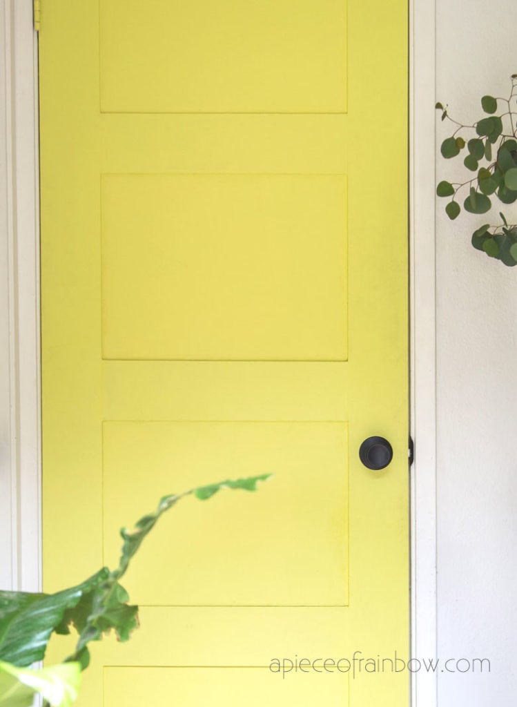 vintage chartreuse yellow painted door 