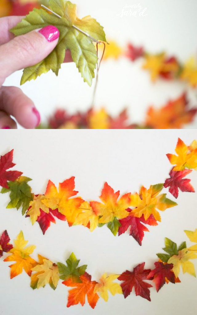 DIY Fall garland with real or faux leaves