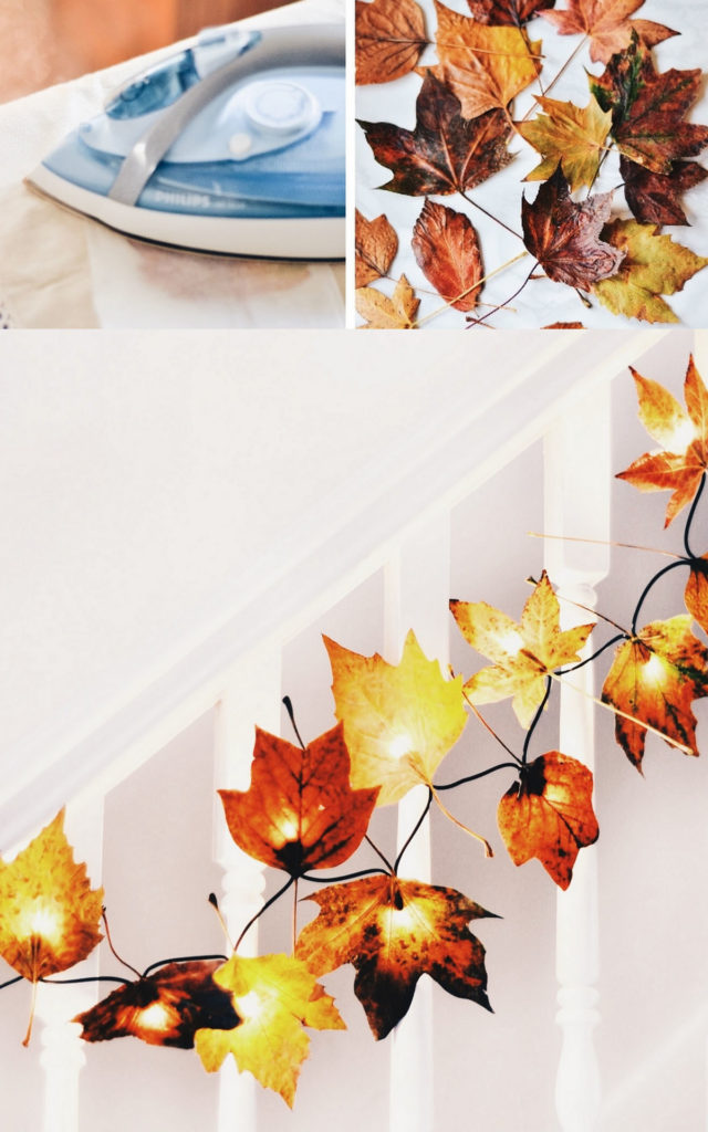 make a lighted fall leaf garland