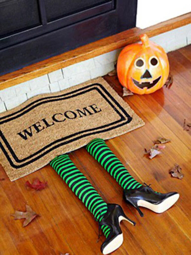 Fun and spooky Halloween witch door mat