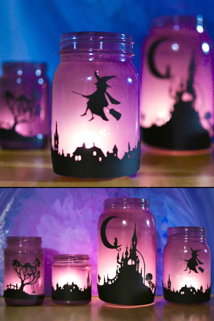 DIY Mason jar lights Halloween decorations 