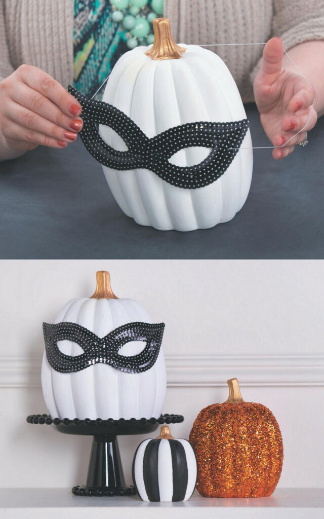 Mysterious pumpkin with eye mask