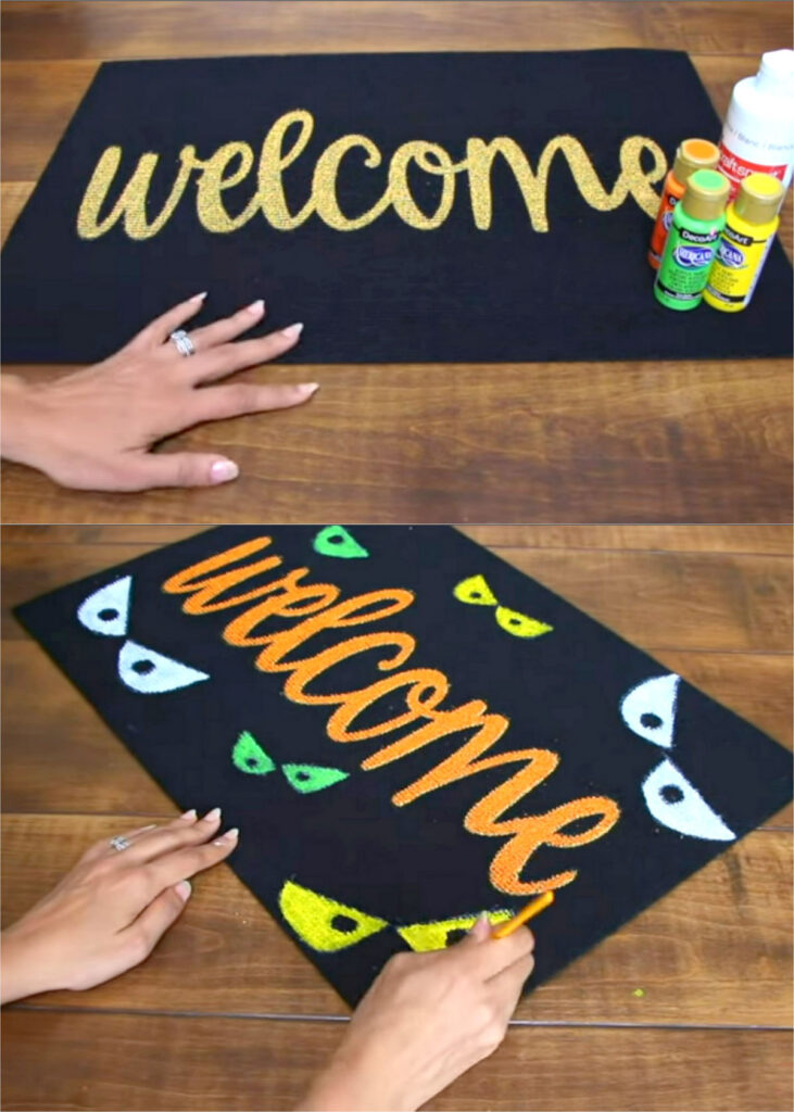 Dollar store DIY Halloween door mat