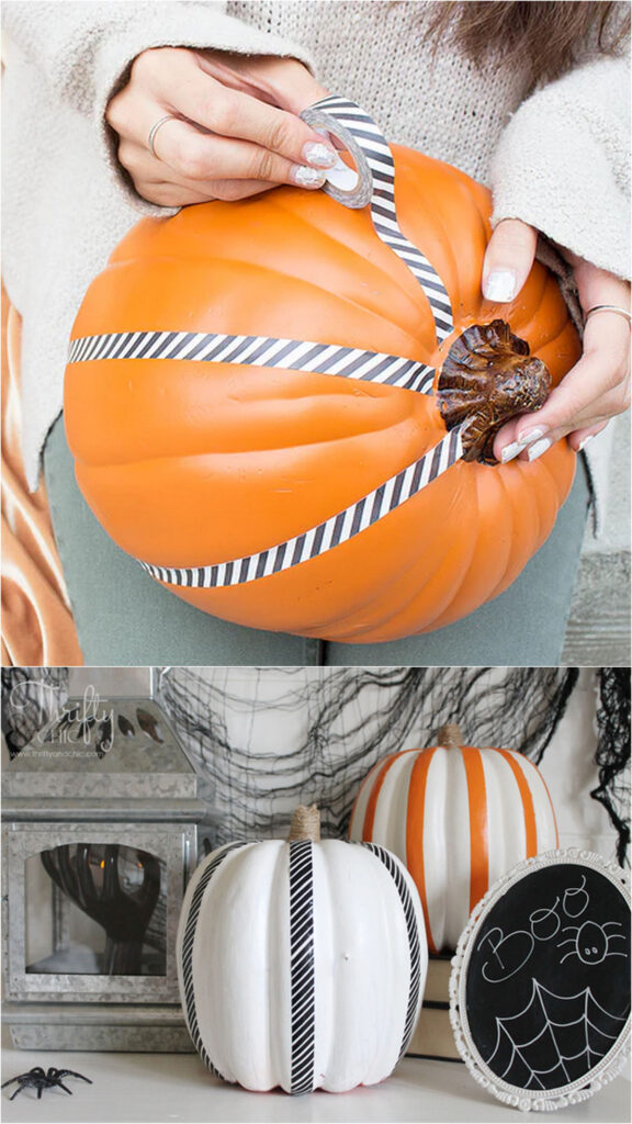 pumpkin decorating with Washi tape 