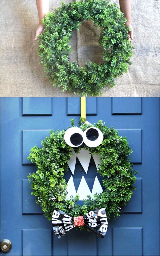 Cute & spooky monster DIY Halloween wreath