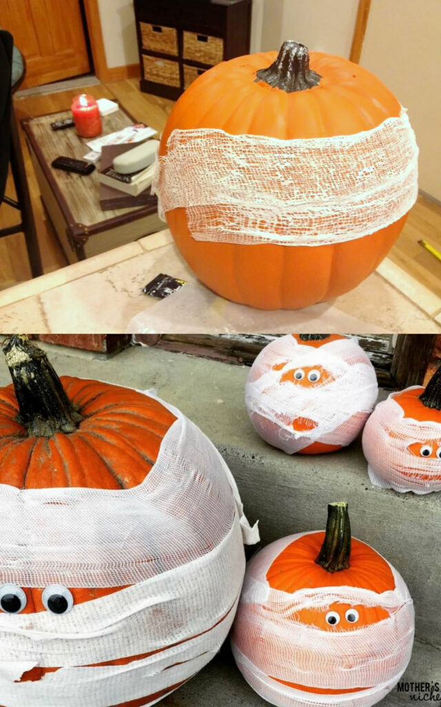 make Mummy pumpkins for Halloween