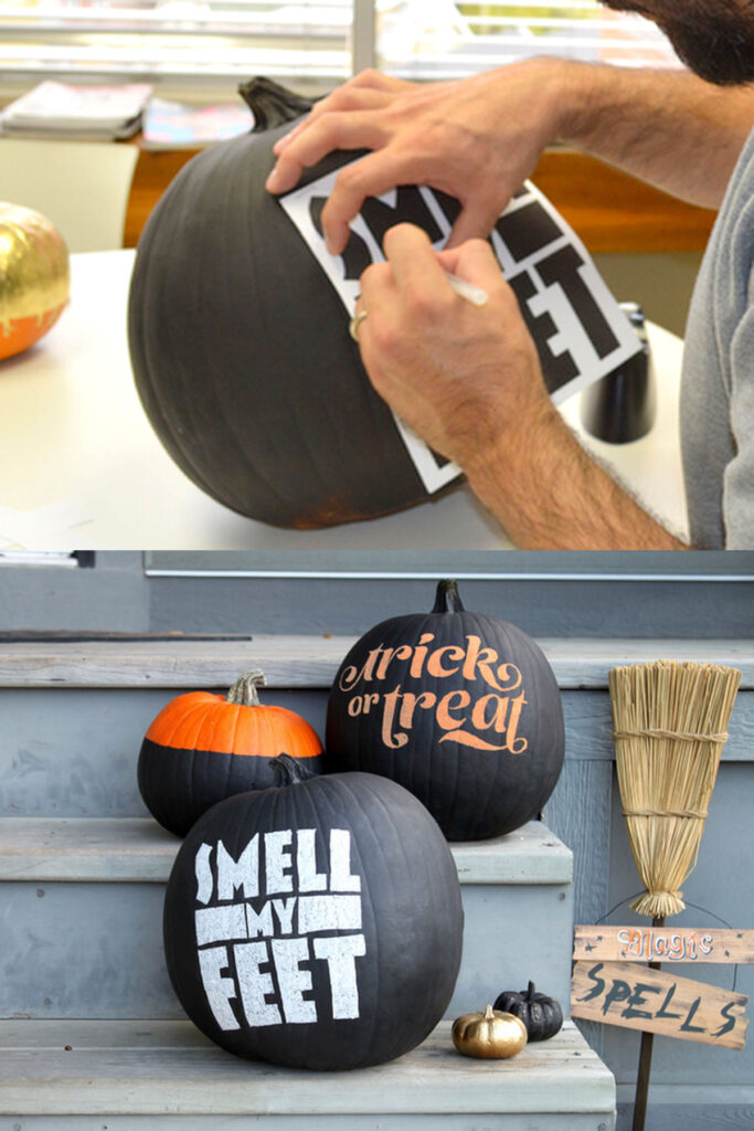 No Carve Typography Pumpkin Decorations 