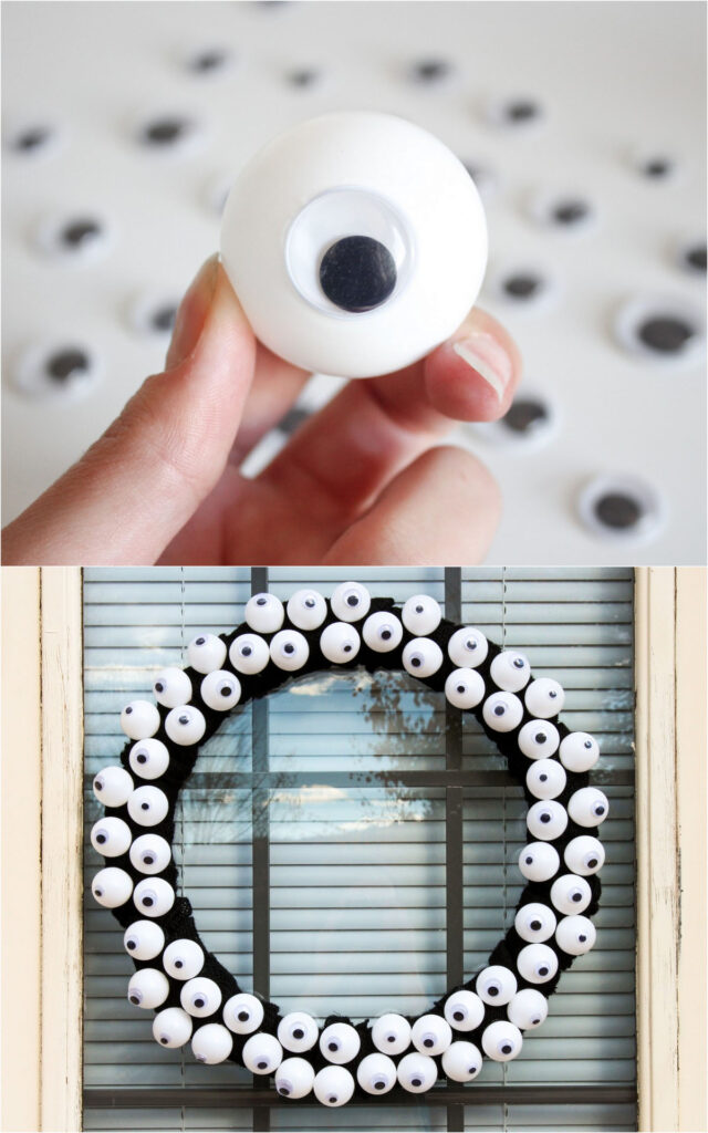 Easy & spooky Halloween eyeball wreath