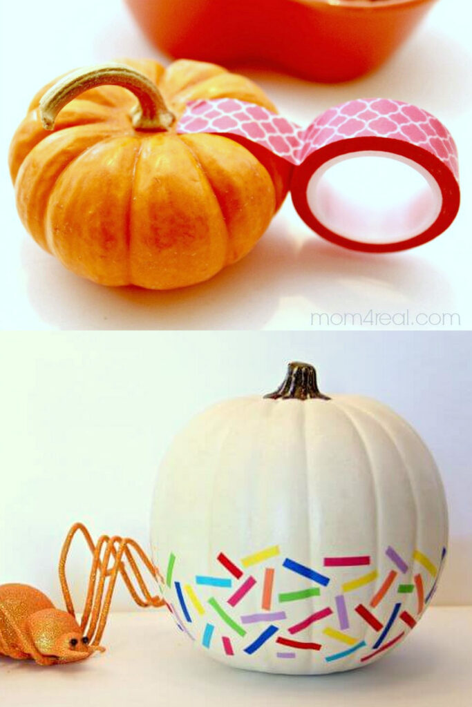 Decorate pumpkins with Washi tape 