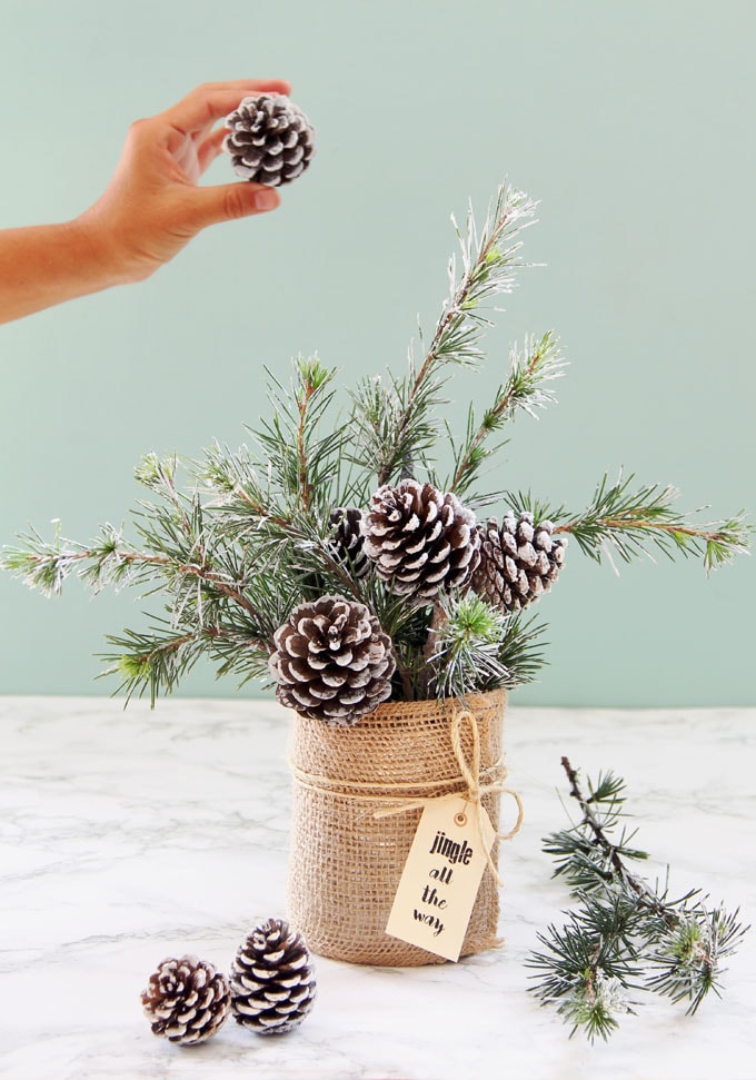 snowy tree winter & Christmas DIY table decoration
