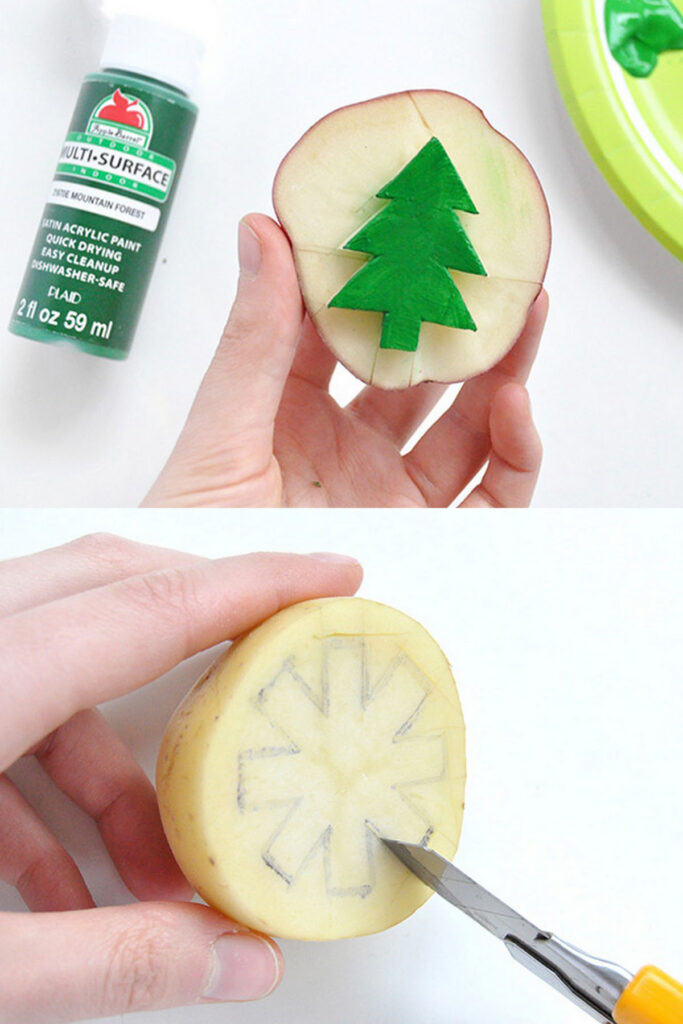 Potato Stamped Gift Wrap Paper