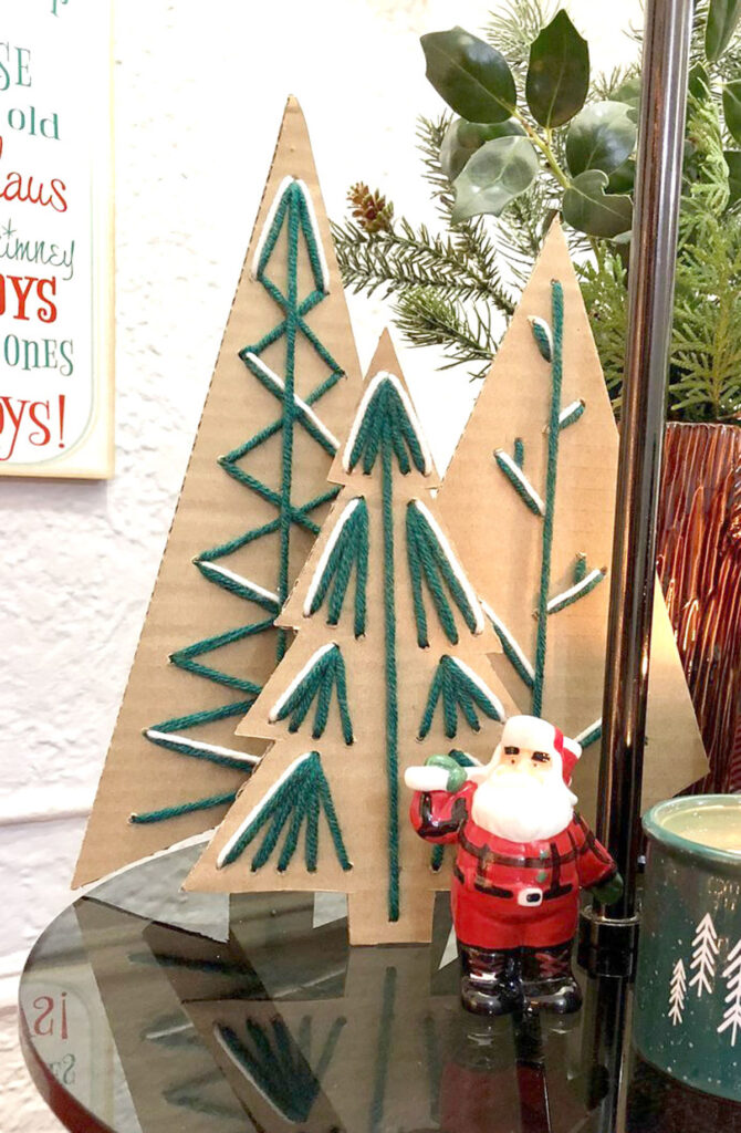 Embroidered Cardboard Christmas Trees