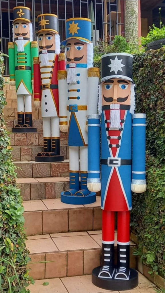  life-sized nutcrackers made from large cardboard tubes or mailing tubes