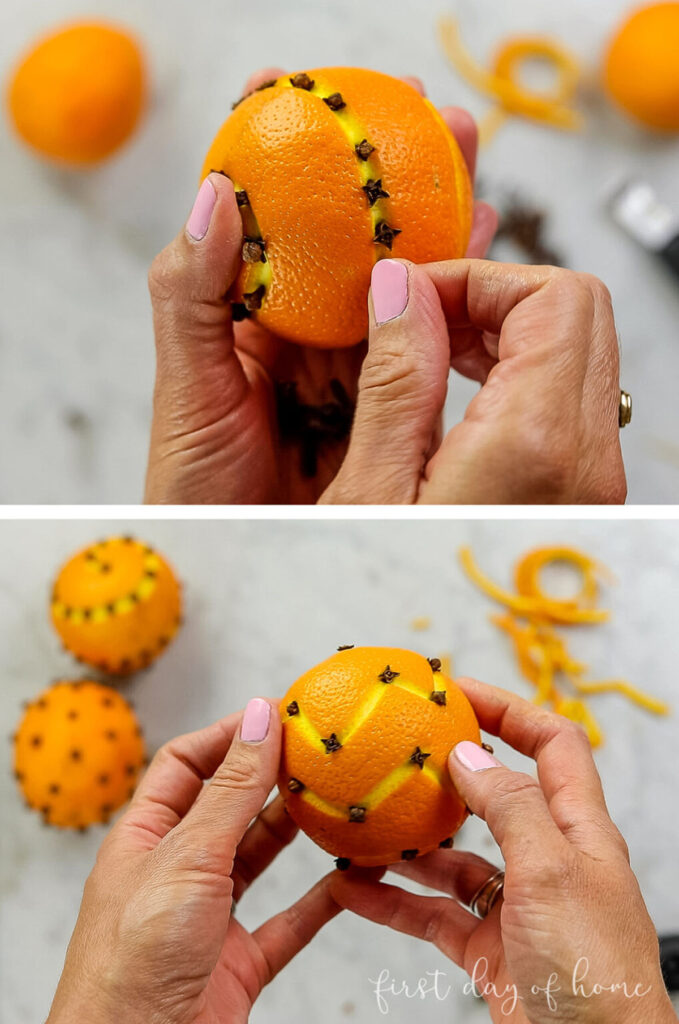 DIY orange pomander ball decorations