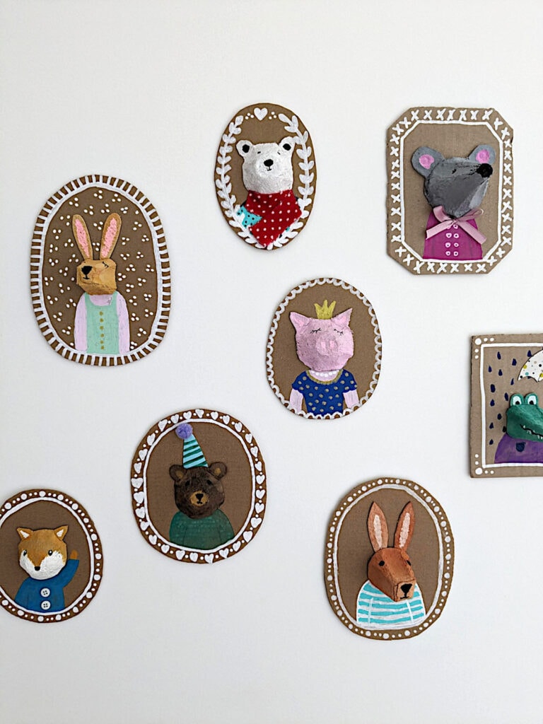 Egg Carton and Cardboard Animal Wall Art Frames